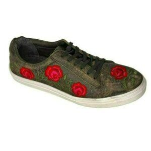 Roper Women's Madeline Vintage Rose Embroidered Brown Leather Lace Shoes Size 10